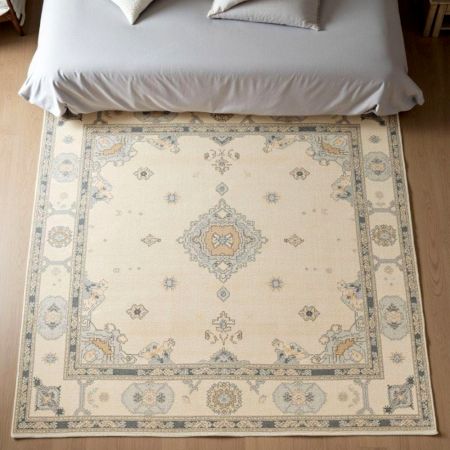 Handknotted Oushak Wool Rug Green